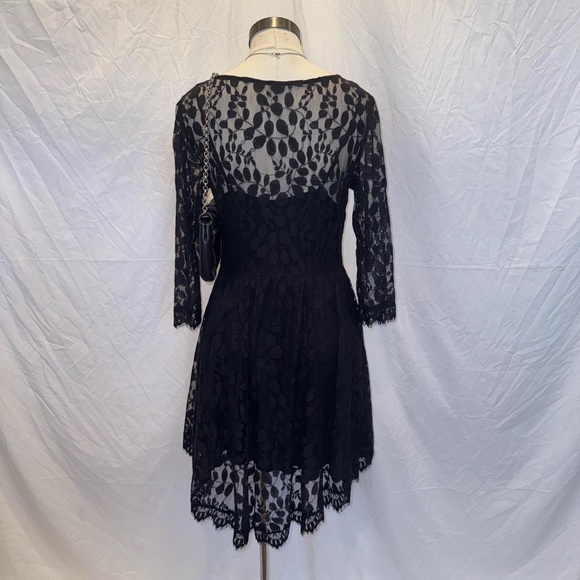 NWOT Free People Black Floral Lace Dress - Picture 6 of 9